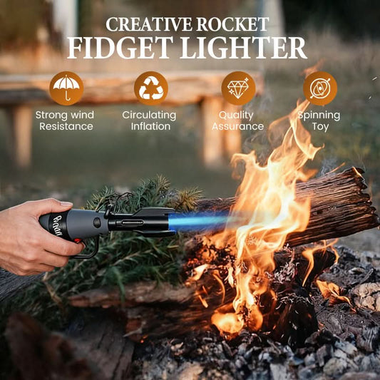 🚀 Creative Rocket Fidget Lighter - Winddichte vlam ontmoet friemelplezier!🎁