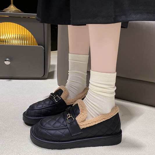 Women's Quilted Plush-Lined Winter Loafers