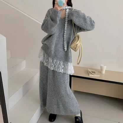 🎁Nieuwe artikelen - 50% korting🌟Set van 2 gebreide truien en rokken voor dames