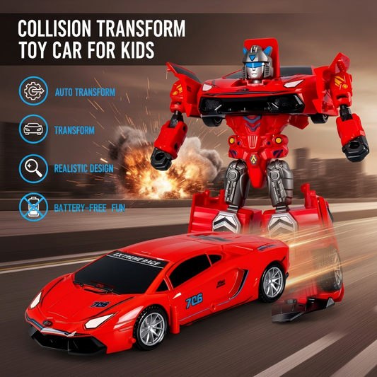 ⏳ Tijdelijke aanbieding - 50% KORTING ⏰ Collision Transform Toy Car for Kids – Auto Robot, Realistic Design & Battery-Free Fun 🚗🤖