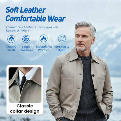 🧥 50% KORTING! 🔥 Herenjas van klassiek imitatieleer – modern silhouet, gewatteerde voering en trendy dagelijks gebruik ✨📦