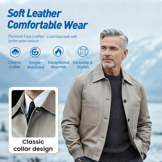 🧥 50% KORTING! 🔥 Herenjas van klassiek imitatieleer – modern silhouet, gewatteerde voering en trendy dagelijks gebruik ✨📦