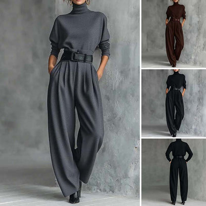 ✈️Gratis verzending!Elegante Damesset: Coltrui Top & Hoge Taille Broek😎