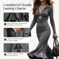 👗✨ Vestido midi para mujer con manga trompeta y cuello con cremallera – Estilo retro elegante
