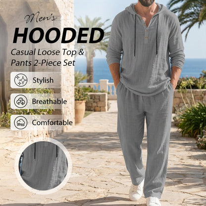🔥【1° Más Vendido】🔥Ropa incómoda/tela abrazando/estilo aburrido? Conjunto lino holgado hombre 8 colores