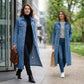 ⏰👖【Lang spijkerjasje】— Geknoopt voor een verfijnde look, open voor een stoere uitstraling — één kledingstuk voor de perfecte lente- en herfststijl!🤠💙✨