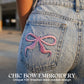 High-elasticity plus-size embroidered bow jeans👖