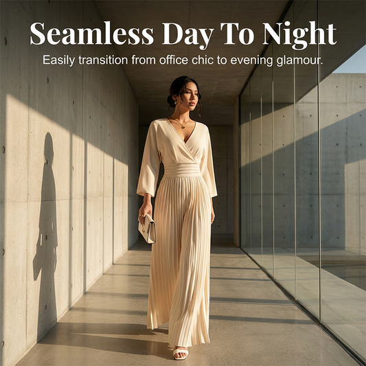 ✨ Elegante jumpsuit met V-hals, plooien en wijde pijpen – Chique, comfortabel en perfect voor elke gelegenheid 💃💖