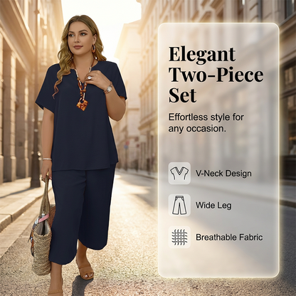 🔥💐LAATSTE DAG UITVERKOOP 50% KORTING!!💕 Casual damestop met korte mouwen en wijde broek set