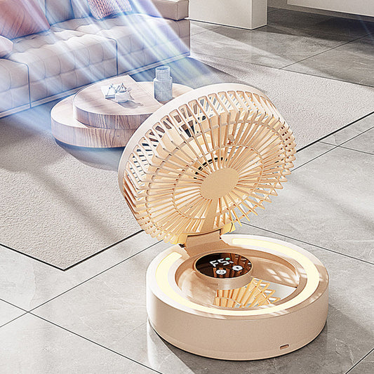 ❄️Blijf koel en stijlvol — Een 3-in-1 tafelventilator met ingebouwde make-upspiegel en ledverlichting 💖