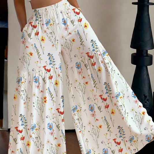 🔥2026 Hot Sale 50% Korting🔥Damesbroek met bloemenprint en wijde pijpen