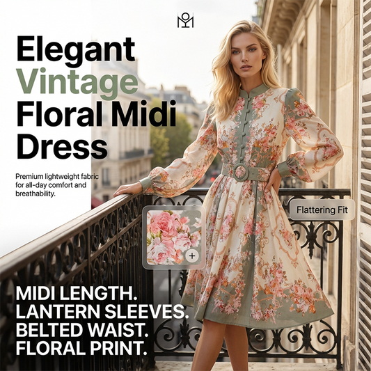 🔥Grote Korting 50%! Vintage Bloemen Jurk✨ Ademend Comfort + Slimmende Taille, Retro en Liefdadig～