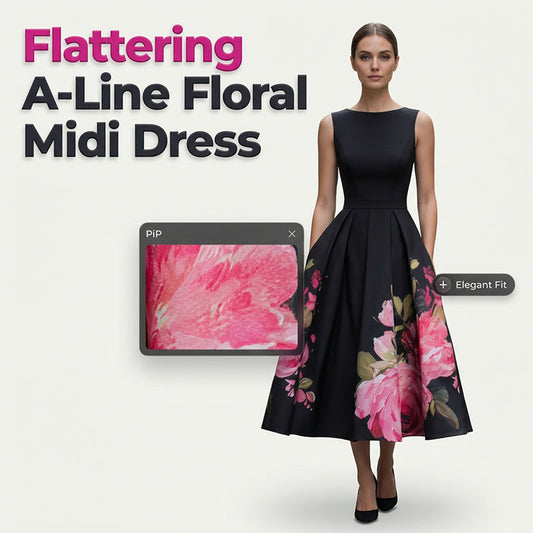 🌸Elegante, mouwloze midi-jurk in A-lijn model met bloemenprint👗❤️