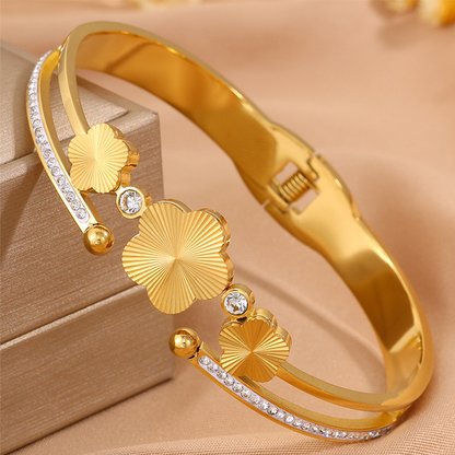 🌸 Pulsera abierta de flores elegante para mujer – diseño floral delicado y ajuste cómodo | El accesorio perfecto para cualquier ocasión