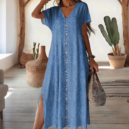 🌸 Vestido casual de verano con botones frontales para mujer – estilo relajado y comodidad para cada día | Fresco, versátil y fácil de llevar | ¡Envío gratis a todo Chile!