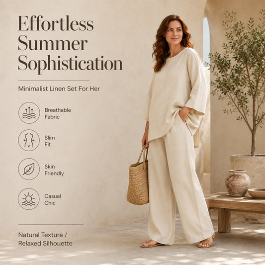 🌿🔥 50% OFF POR TIEMPO LIMITADO | Conjunto Casual de Dos Piezas para Mujer ✨ Mezcla de Lino Fresca, Elegante y Cómoda para Días de Verano