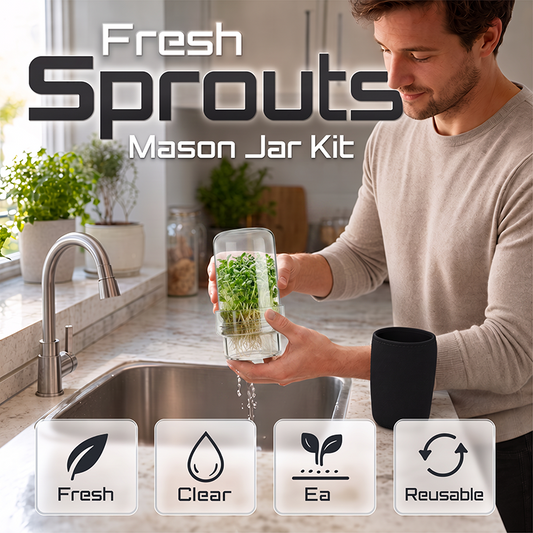 🌱 Kit de germinación en frasco de vidrio con funda opaca – cultiva brotes frescos en casa | Saludable, fácil y listo en pocos días