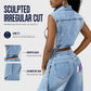 👗 ¡50% DE DESCUENTO AHORA! 👖 Chaleco Vaquero Sin Mangas con Abertura Alta para Mujer – Corte largo favorecedor, abertura alta y estilo – Perfecto para capas de verano y chic casual ☀️