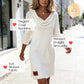 👗 Vestido de punto con cuello drapeado y manga larga para mujer – elegancia, calidez y estilo sofisticado | El diseño que realza tu figura con un toque moderno
