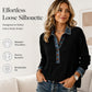 🔥 ¡50% DE DESCUENTO! Blusa de punto patchwork con cuello vaquero y mangas largas para mujer – botones frontales | Corte cómodo sin apretar y varios colores disponibles | ¡Envío gratis a todo Chile!