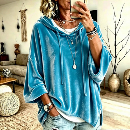 👚 Suéter de terciopelo con cordón y corte holgado para mujer – suavidad, calidez y estilo relajado | El abrigo cómodo que necesitas para los días fríos | ¡Envío gratis a todo Chile!