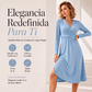 Vestido midi elegante de cuello en V para mujer