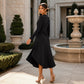 Vestido midi elegante de cuello en V para mujer