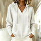 Jersey con capucha de cuello en V liso informal para mujer