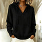 Jersey con capucha de cuello en V liso informal para mujer