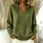 Jersey con capucha de cuello en V liso informal para mujer