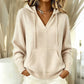 Jersey con capucha de cuello en V liso informal para mujer