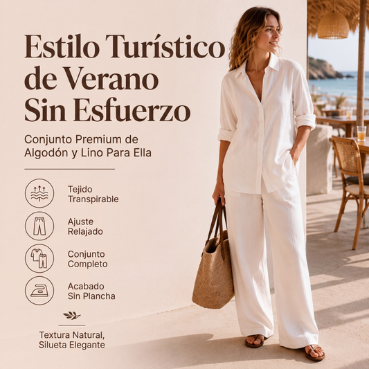 ⏰🔥 ¡OFERTA 50% OFF! 👚✨ Conjunto de Camisa Informal y Pantalones de Pierna Ancha para Mujer – Elegante, Cómodo y Fácil de Combinar