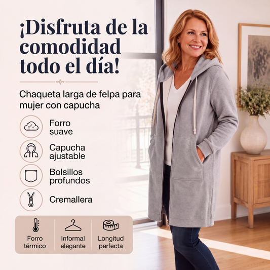 🔥✨ Sudadera con capucha y cremallera de forro polar para mujer – calidez, suavidad y estilo casual | La chaqueta que querrás llevar todos los días
