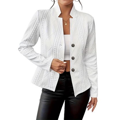 ⏰🔥 ¡OFERTA 50% OFF! 🧥✨ Americana de Mujer con Textura de Punto – Corte Slim, Elegante y Versátil para Oficina y Diario