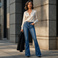 👖 Jeans acampanados desgastados de talle alto para mujer – estilo retro renovado, silueta favorecedora y comodidad todo el día | El vaquero que alarga tus piernas al instante | ¡Envío gratis a todo Chile!