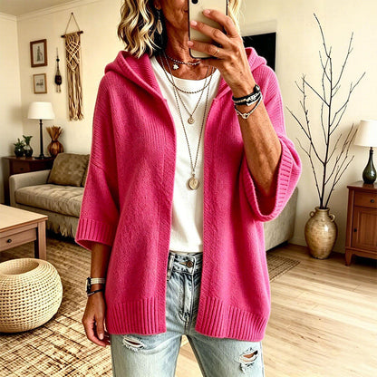 🔥⏰ ¡OFERTA 50% OFF! 🧶 Cárdigan de Punto con Capucha y Manga 3/4 para Mujer – Cómodo, Elegante y Fácil de Combinar ✨