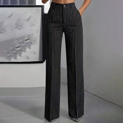 🔥⏰ ¡OFERTA 50% OFF! 👖 Pantalones de Pierna Ancha a Rayas para Mujer – Talle Alto, Corte Fluido y Estilo Elegante ✨