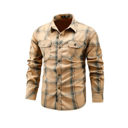 Camisa de manga larga a cuadros informal para hombre