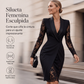 Vestido ajustado elegante para mujer con cuello en V y mangas de encaje