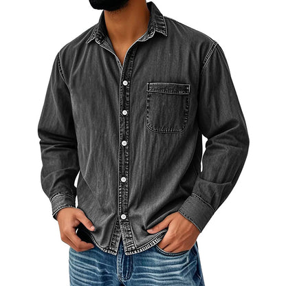 ⏰🔥 ¡OFERTA 50% OFF! 👔✨ Camisa de Hombre de Mezcla de Algodón – Fresca, Cómoda y Versátil con Bolsillo en el Pecho