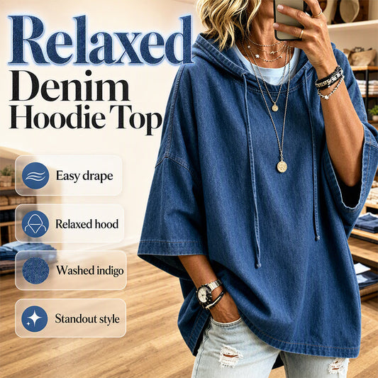 👗 Women's Casual Loose Denim Hoodie – estilo relajado y versátil con la frescura del denim | La sudadera que combina la comodidad del denim con la calidez de una hoodie
