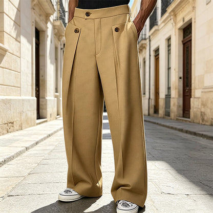 Pantalones de pierna recta resistentes a las arrugas para hombre
