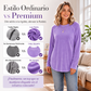 Top informal holgado de cuello redondo para mujer
