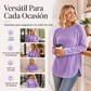 Top informal holgado de cuello redondo para mujer