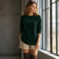 Top informal holgado de cuello redondo para mujer