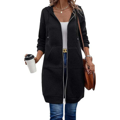 🧥 Sudadera con capucha de longitud media para mujer – cárdigan casual con cremallera y bolsillos | La chaqueta que combina estilo, calidez y funcionalidad | ¡Envío gratis a todo Chile!