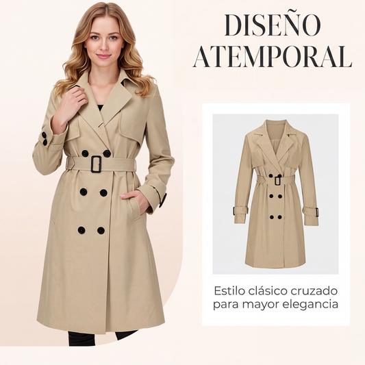 🧥 Abrigo tipo trench cruzado casual para mujer – estilo atemporal y silueta favorecedora | El abrigo que transforma cualquier look | ¡Envío gratis a todo Chile!