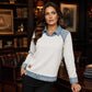 👚 Sudadera de manga larga para mujer con parches de mezclilla – estilo único, comodidad y toque casual | La sudadera que combina la suavidad del algodón con el carácter del denim | ¡Envío gratis a todo Chile!