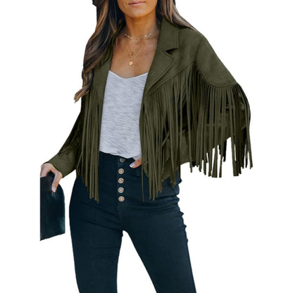 🧥 Chaquetas casuales de mujer con flecos y manga larga – estilo boho, movimiento y personalidad | La chaqueta que añade un toque único a cada look | ¡Envío gratis a todo Chile!