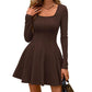 👗 Vestido mini de mujer de manga larga con cuello cuadrado – estilo moderno, silueta favorecedora y frescura | El vestido que combina la elegancia del cuello cuadrado con la comodidad de la manga larga | ¡Envío gratis a todo Chile!